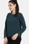 Zivame Cosy Rib Knit Poly Winterwear Sweatshirt - Dark Sea — thumbnail 3